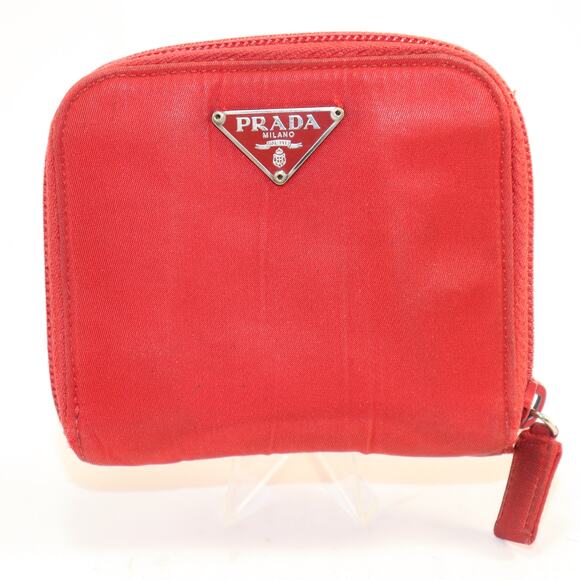 Prada Red Nylon Zip Wallet | Bifold Card Case | Logo Plaque | Made in Italy - Picture 1 of 9